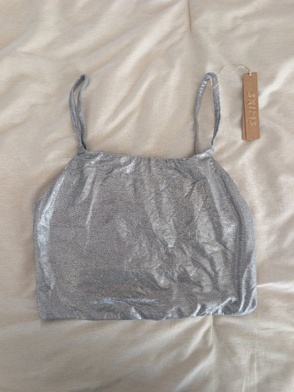 NWT Skims Fits Everybody Strappy Back Cami Silver Size XS